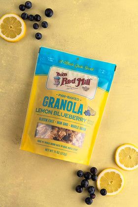 Bob's Red Mill pan-baked granola ingredients panel highlights simple ingredients