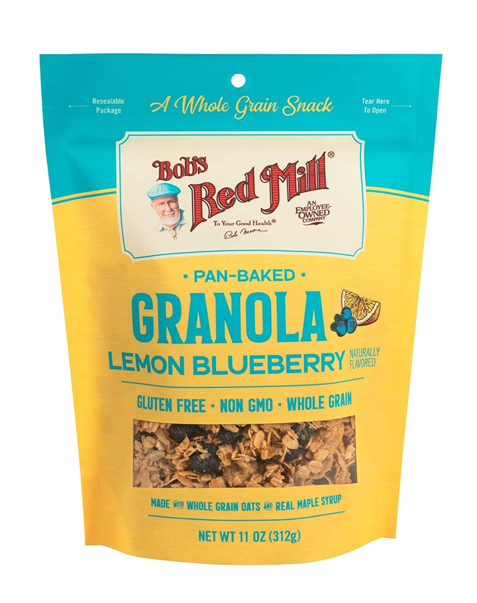 Bob's Red Mill pan-baked granola lemon blueberry clusters, crisp snack