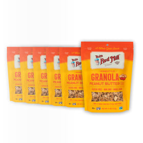Bob's Red Mill Peanut Butter Granola bag closeup, ideal for quick, satisfying breakfasts.