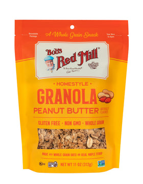 Bob's Red Mill granola bowl serving shot, perfect with yogurt.