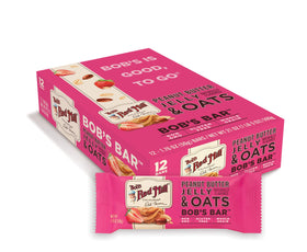 Bob's Red Mill PBJ & Oats Bar ingredients close-up, highlighting whole grains