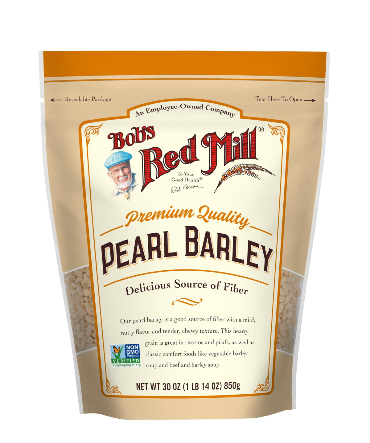 Bob's Red Mill Pearl Barley cooking in a pot for stovetop simmering.