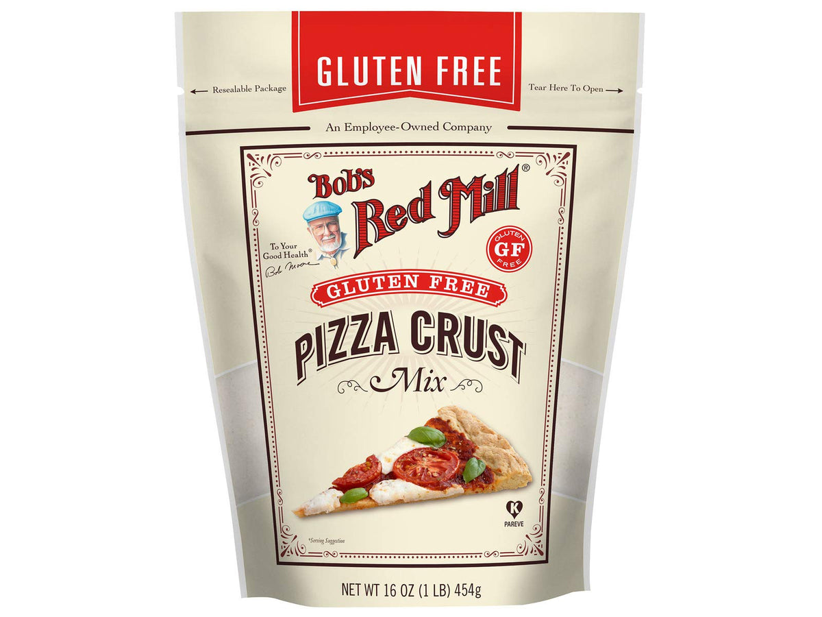 Bob's Red Mill Pizza Crust Mix package showing gluten-free crust option for easy weeknight pizzas