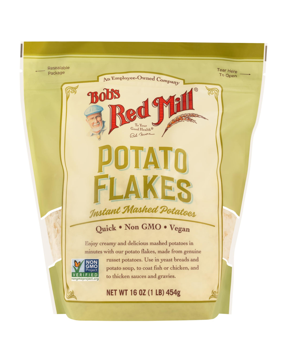 Bob's Red Mill Potato Flakes ready for quick, fluffy mashed potatoes