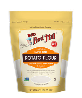 Bob's Red Mill Potato Flour packaging in a 24 oz bag for easy pantry storage.