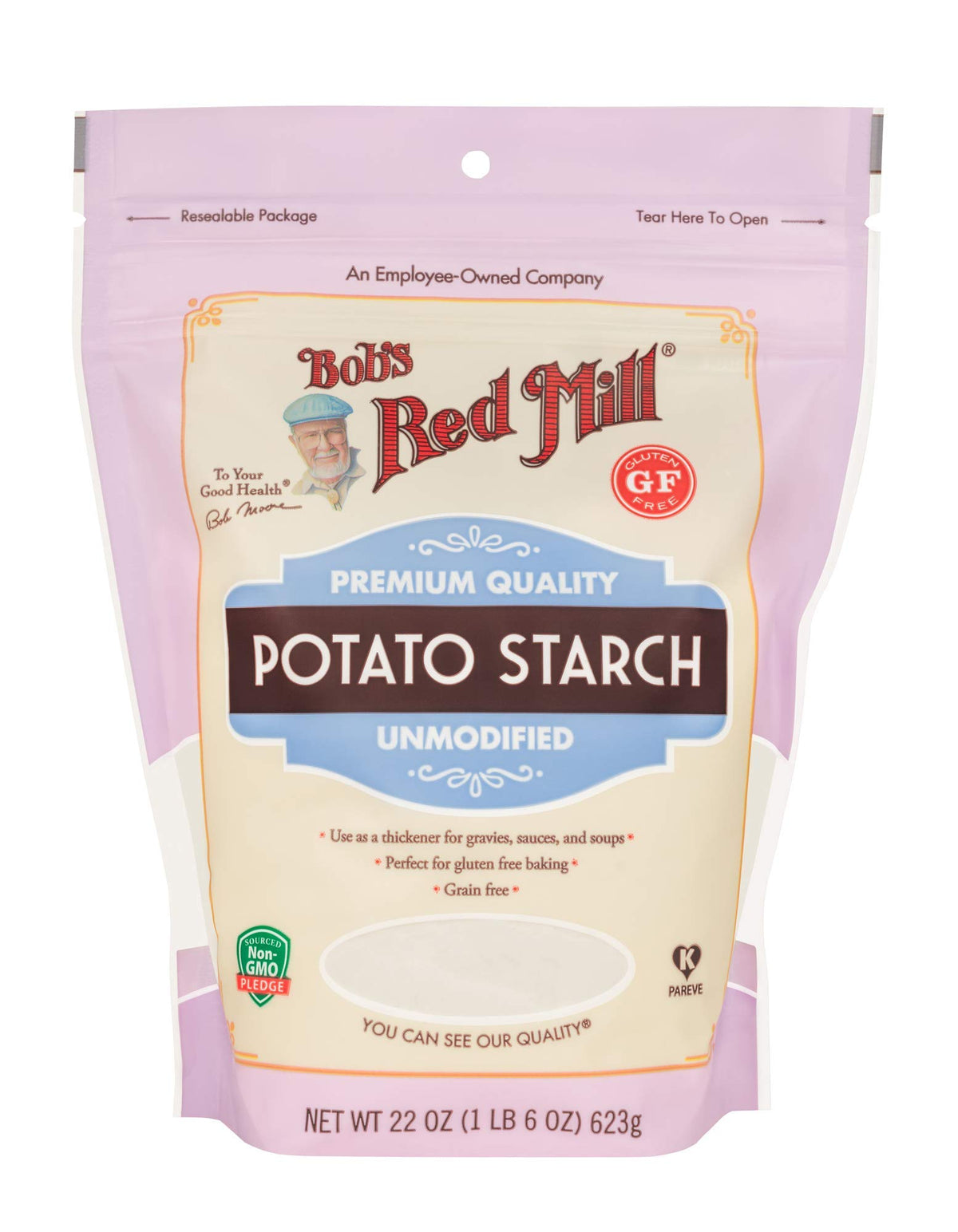 Bob’s Red Mill Potato Starch 4-pack back with nutrition label