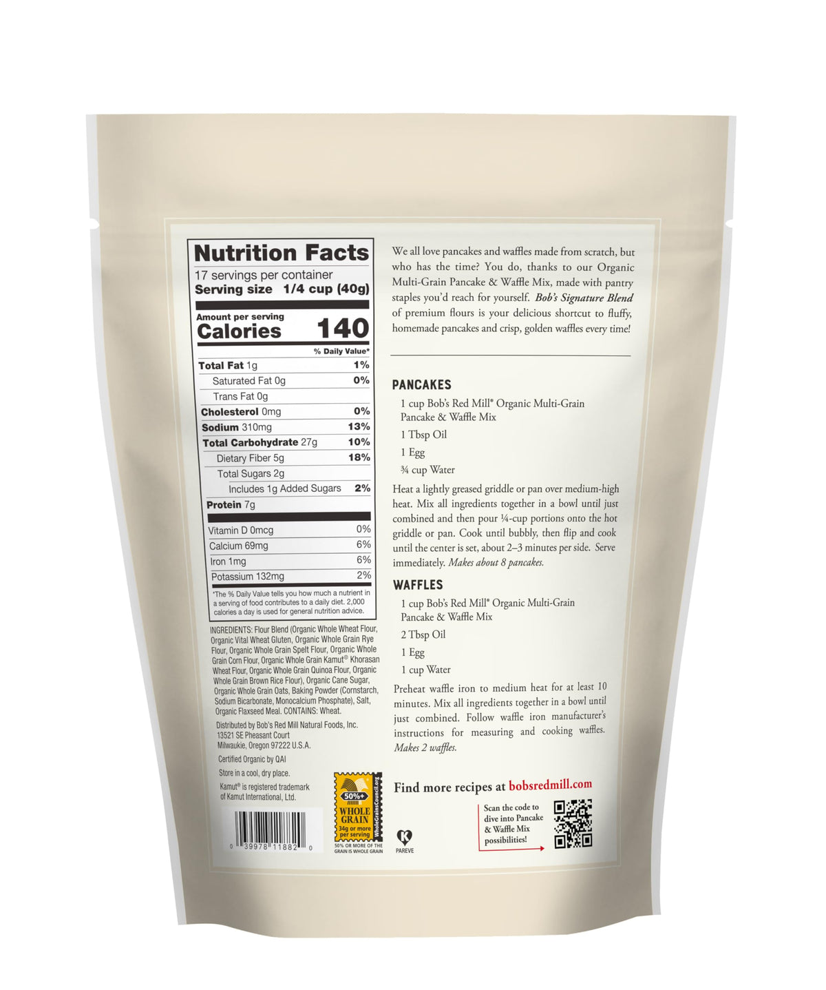 Pouring pancake batter onto a hot griddle for fluffy results with Bob's Red Mill.