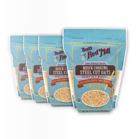 Bob's Red Mill Quick Cooking Steel Cut Oats packaging highlights premium whole grain quality