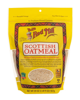 Bob's Red Mill Scottish Oatmeal in a creamy bowl highlighting fiber-rich texture.