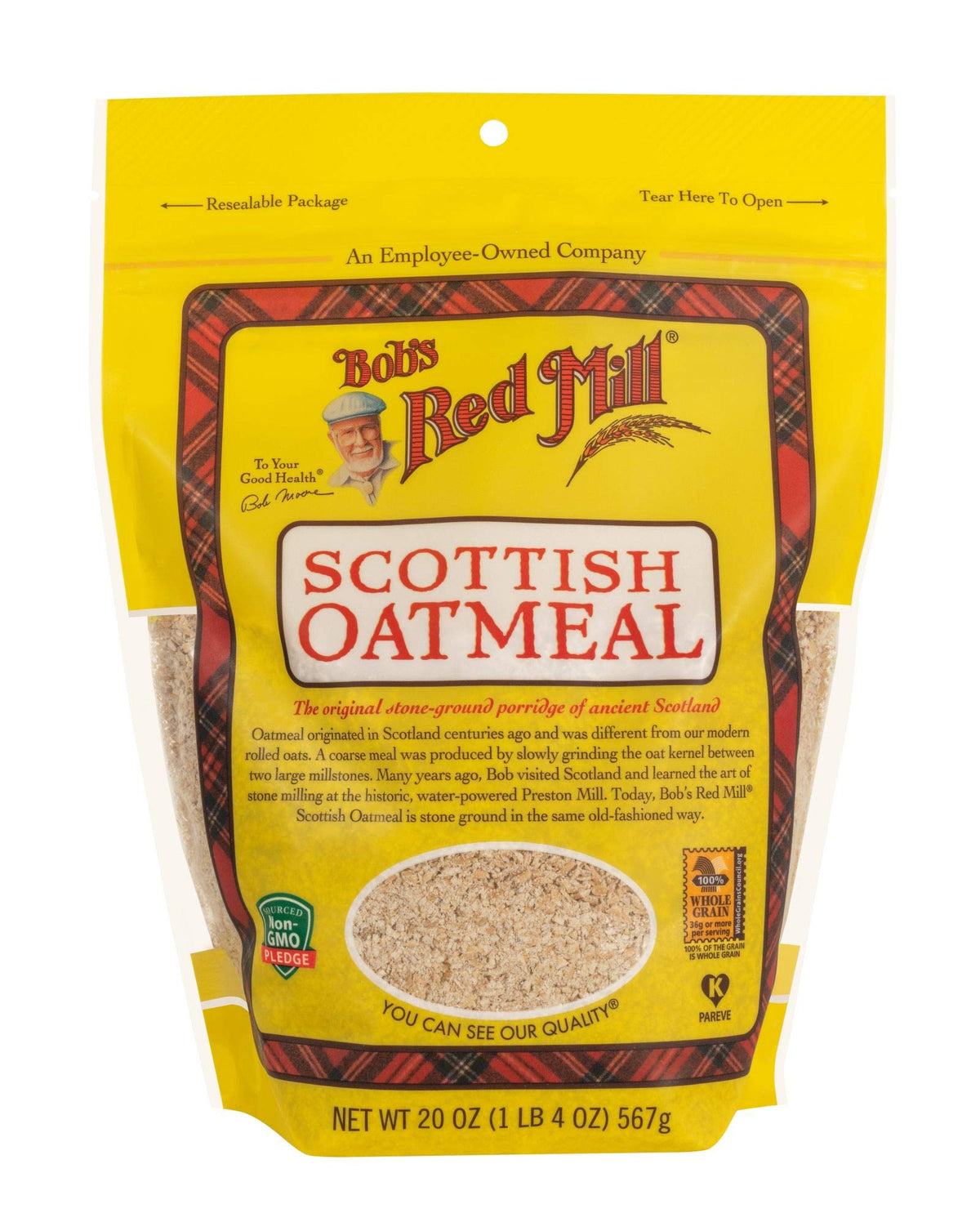 Stone-ground Scottish oats milled between stones for traditional texture