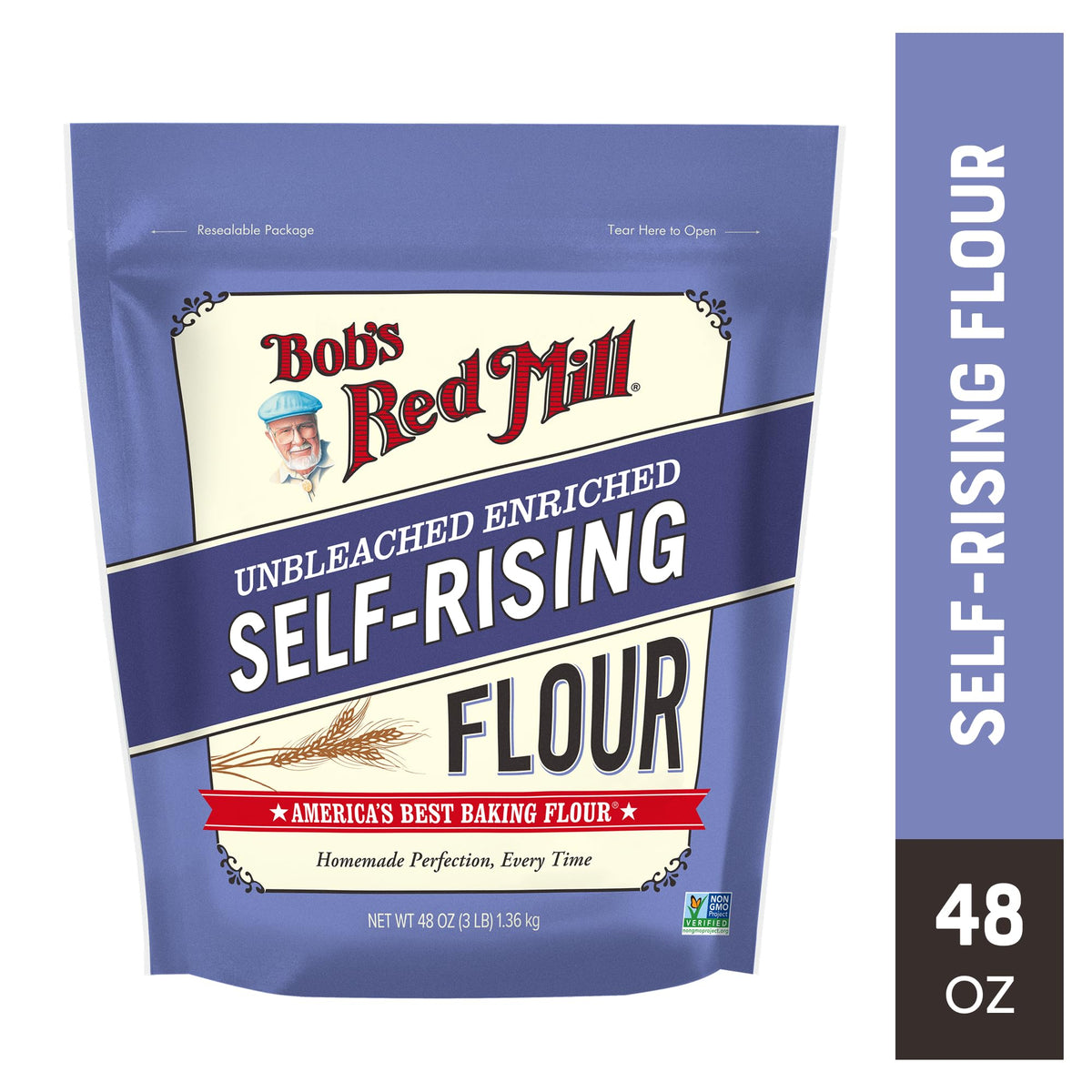 Bob’s Red Mill Self-Rising Flour on a pantry shelf signaling everyday baking