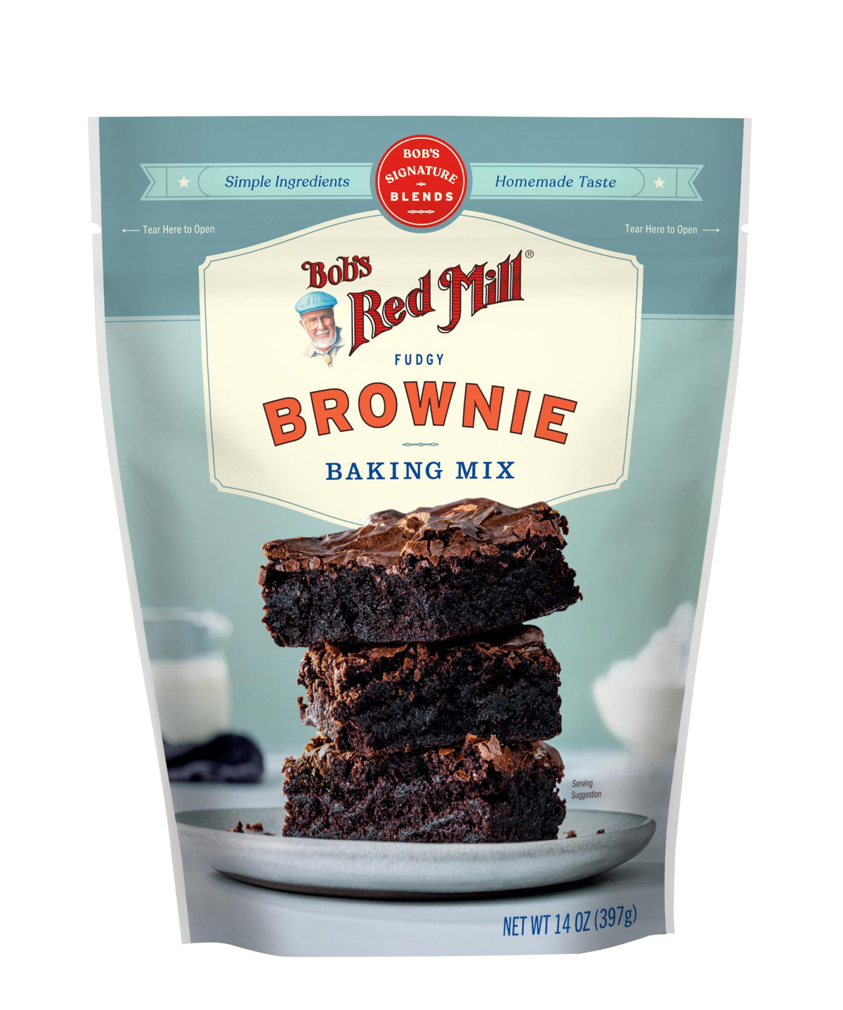 Whisking Bob's Red Mill Signature Brownie batter in a bowl for tender texture