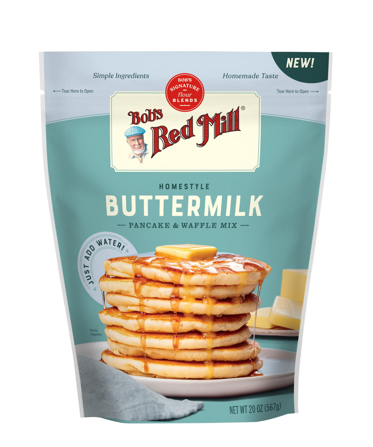 Bob's Red Mill mix being measured with water added for fluffy batter.