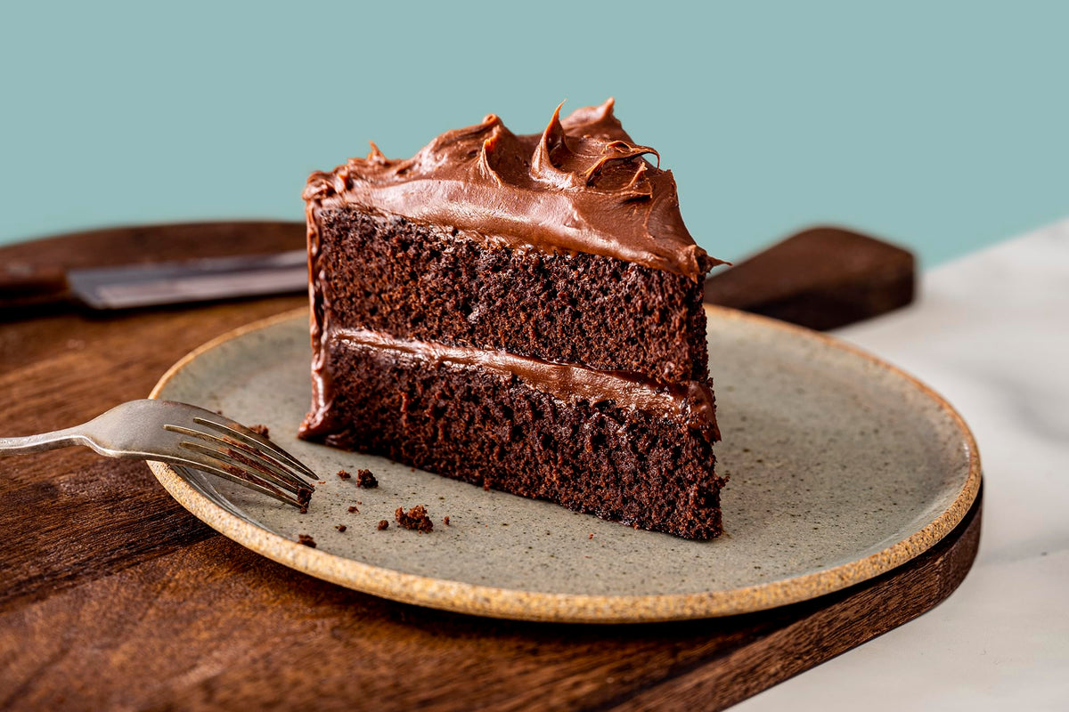 Bob's Red Mill Signature Chocolate Cake Mix batter in a mixing bowl.