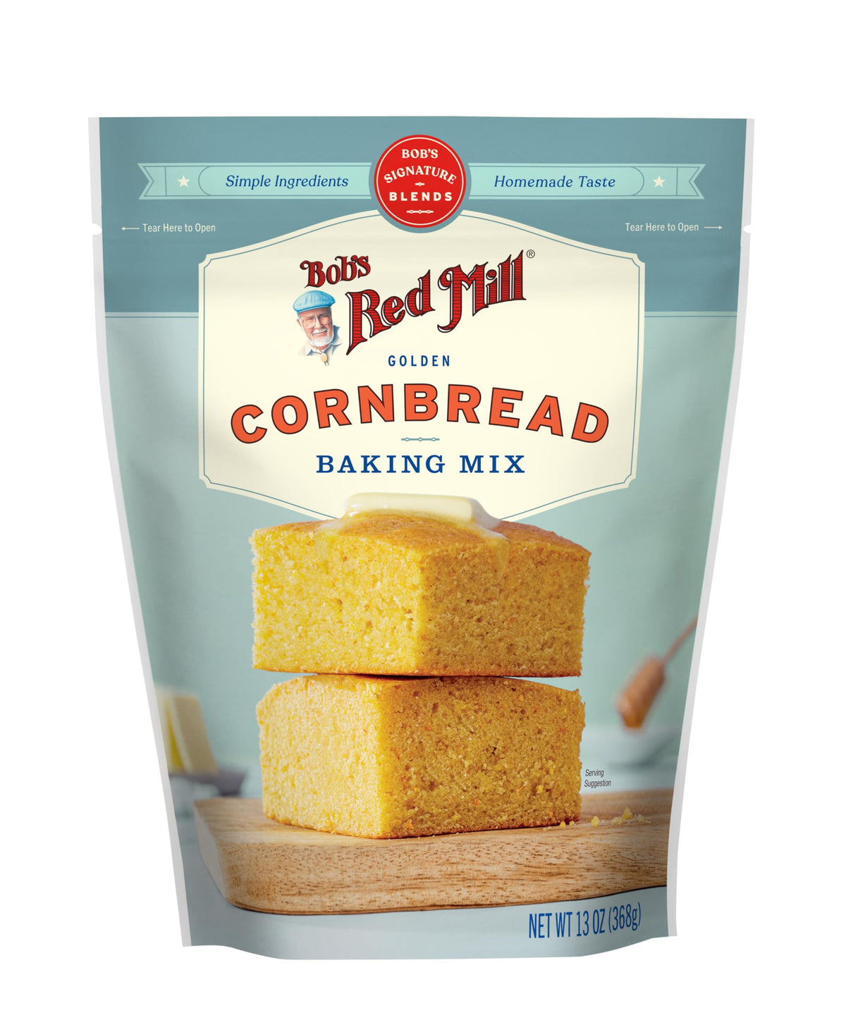 Bob's Red Mill Signature Cornbread Mix ingredients closeup, showcasing premium flours for superior texture.