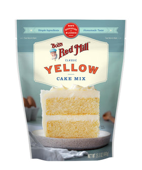 Bob's Red Mill Signature Yellow Cake Mix ingredients panel, pre-measured simplicity for reliable baking.