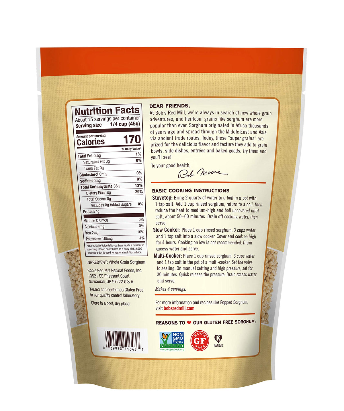 Bob's Red Mill sorghum salad bowl highlighting fiber-rich grains.