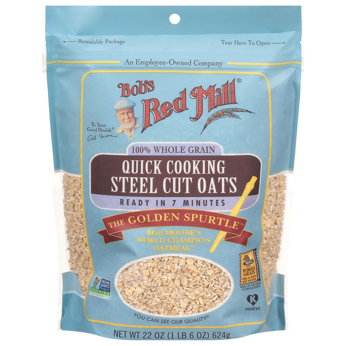 Bob's Red Mill steel cut oats close-up shows firm bite and texture