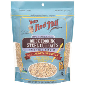 Bob's Red Mill steel cut oats close-up shows firm bite and texture
