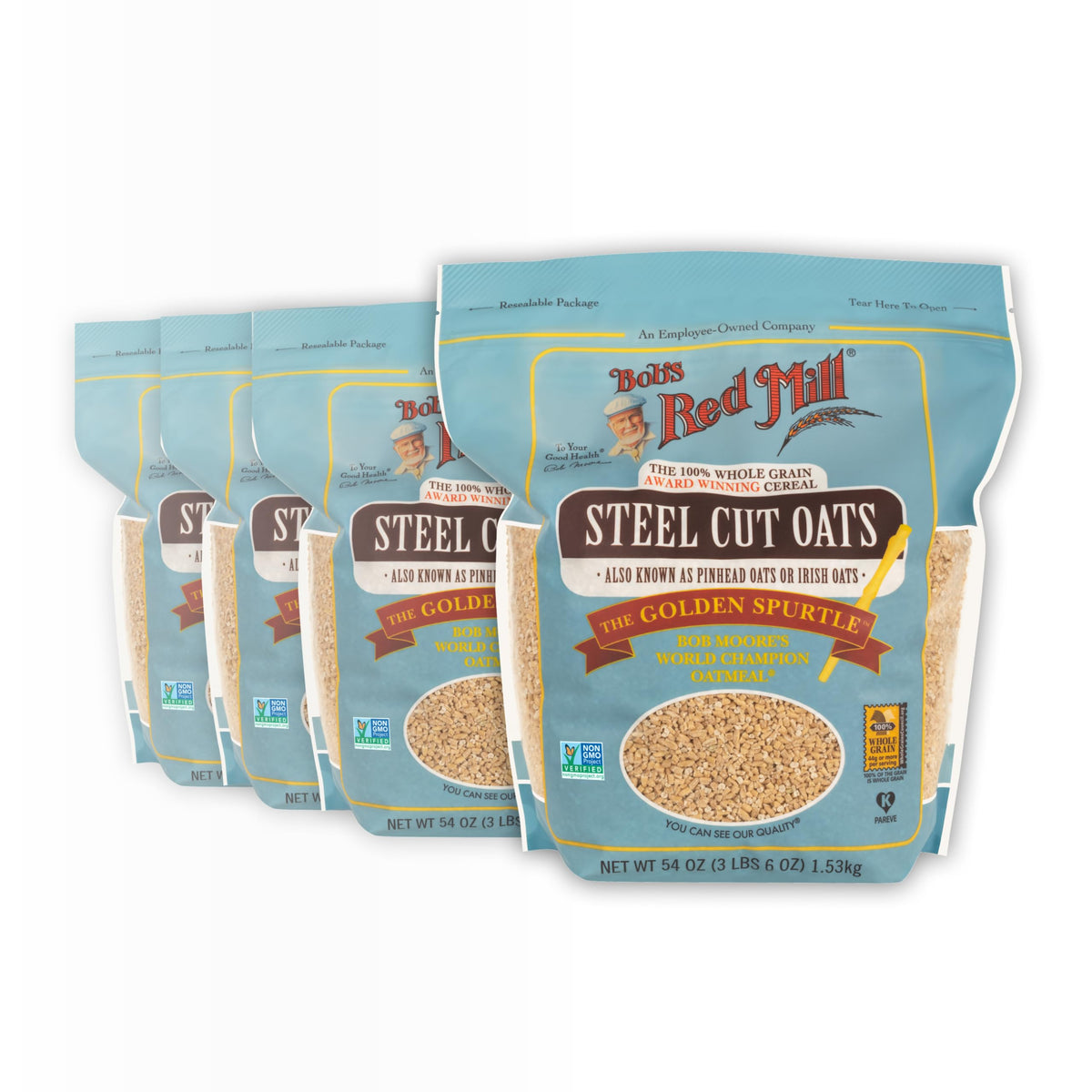Bob's Red Mill steel cut oats pack 4 for easy meal prep.