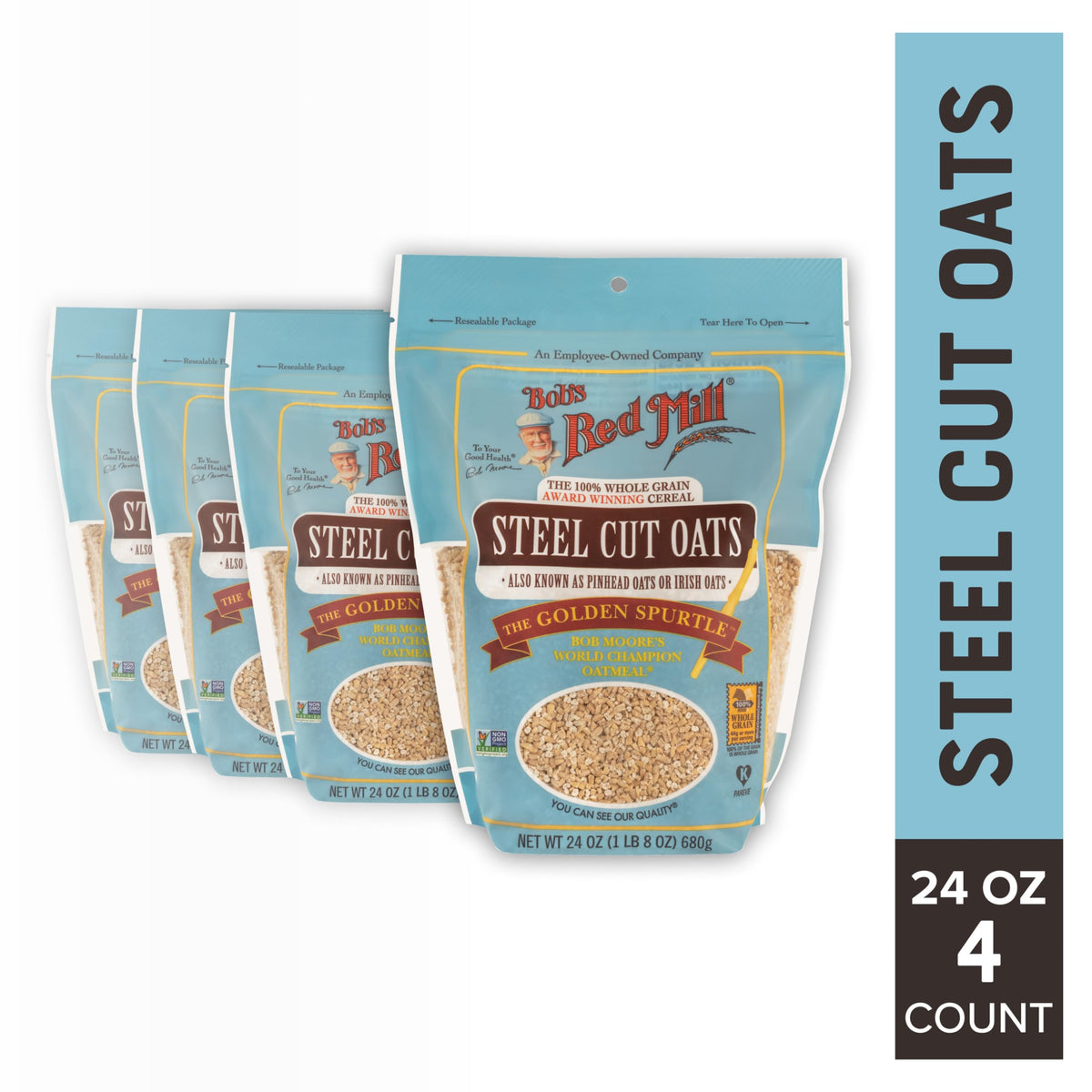 Bob's Red Mill steel cut oats pour, ready to simmer into a comforting bowl.