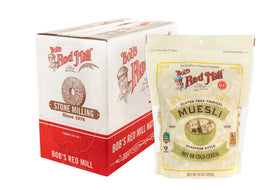 Bob's Red Mill Tropical Muesli in a bowl, ready to enjoy with milk or yogurt.