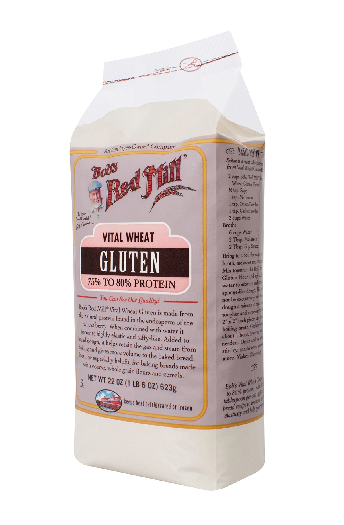 Bob's Red Mill Vital Wheat Gluten Flour aids seitan prep and vegetarian binding.