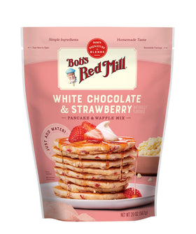 Bob's Red Mill mix being poured to make fluffy pancakes quickly