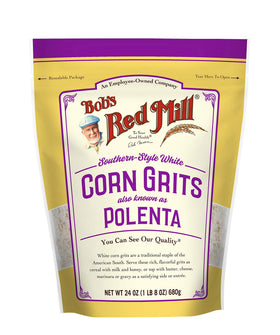 Bob's Red Mill white corn grits texture close-up shows creamy consistency