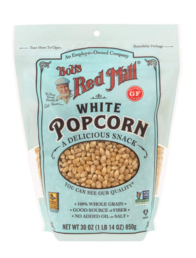 Bob's Red Mill White Popcorn in a bowl, perfect for snacking