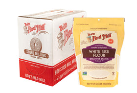 Bob's Red Mill White Rice Flour in a 4-pack bag, gluten-free baking staple.