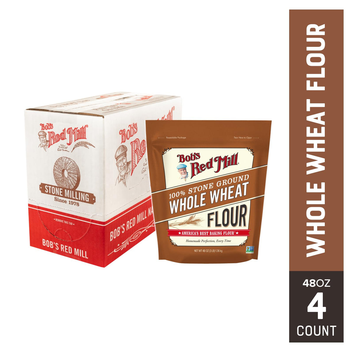 Kitchen scene shows Bob's Red Mill flour ready for daily baking.