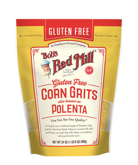 Bob's Red Mill yellow corn polenta dry grains ready to cook.