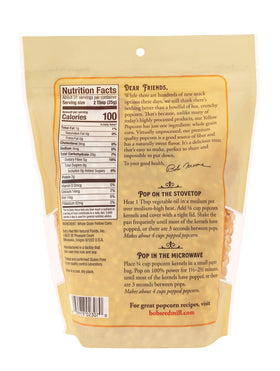 Bob's Red Mill Yellow Popcorn air-popped snack showcasing a light texture.
