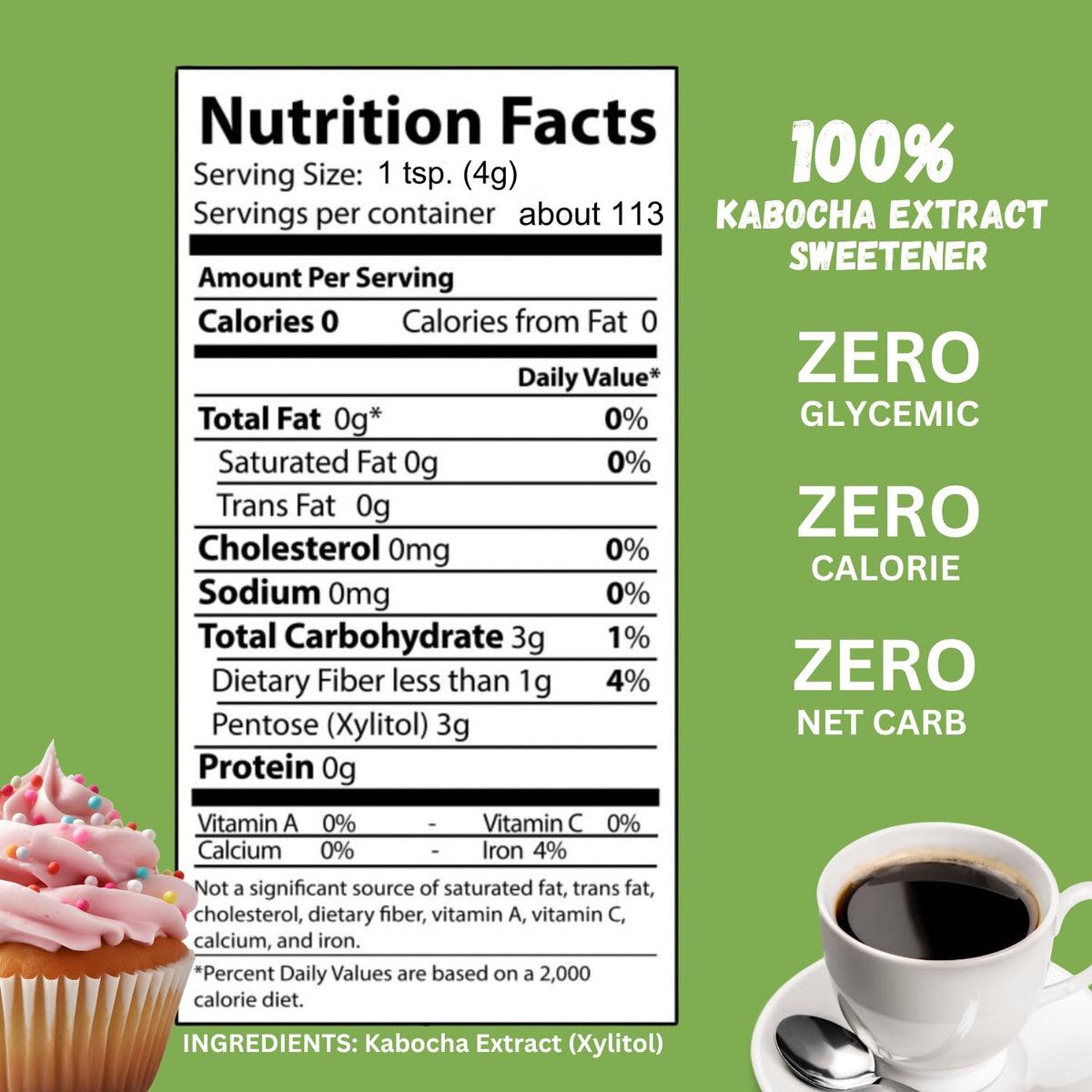 BochaSweet granulated substitute in a measuring spoon, perfect 1:1 replacement for sugar.