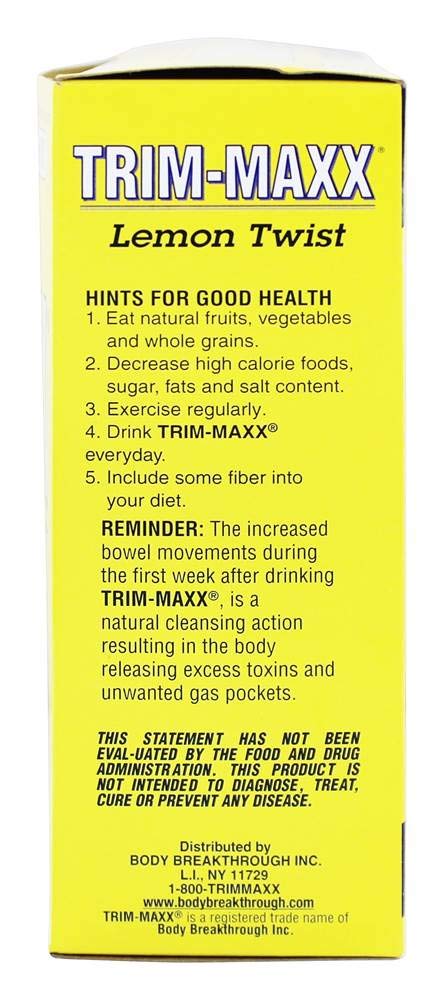 Body Breakthrough Diet Trim-Maxx Tea Lemon cup steeping aroma and lemon flavor.
