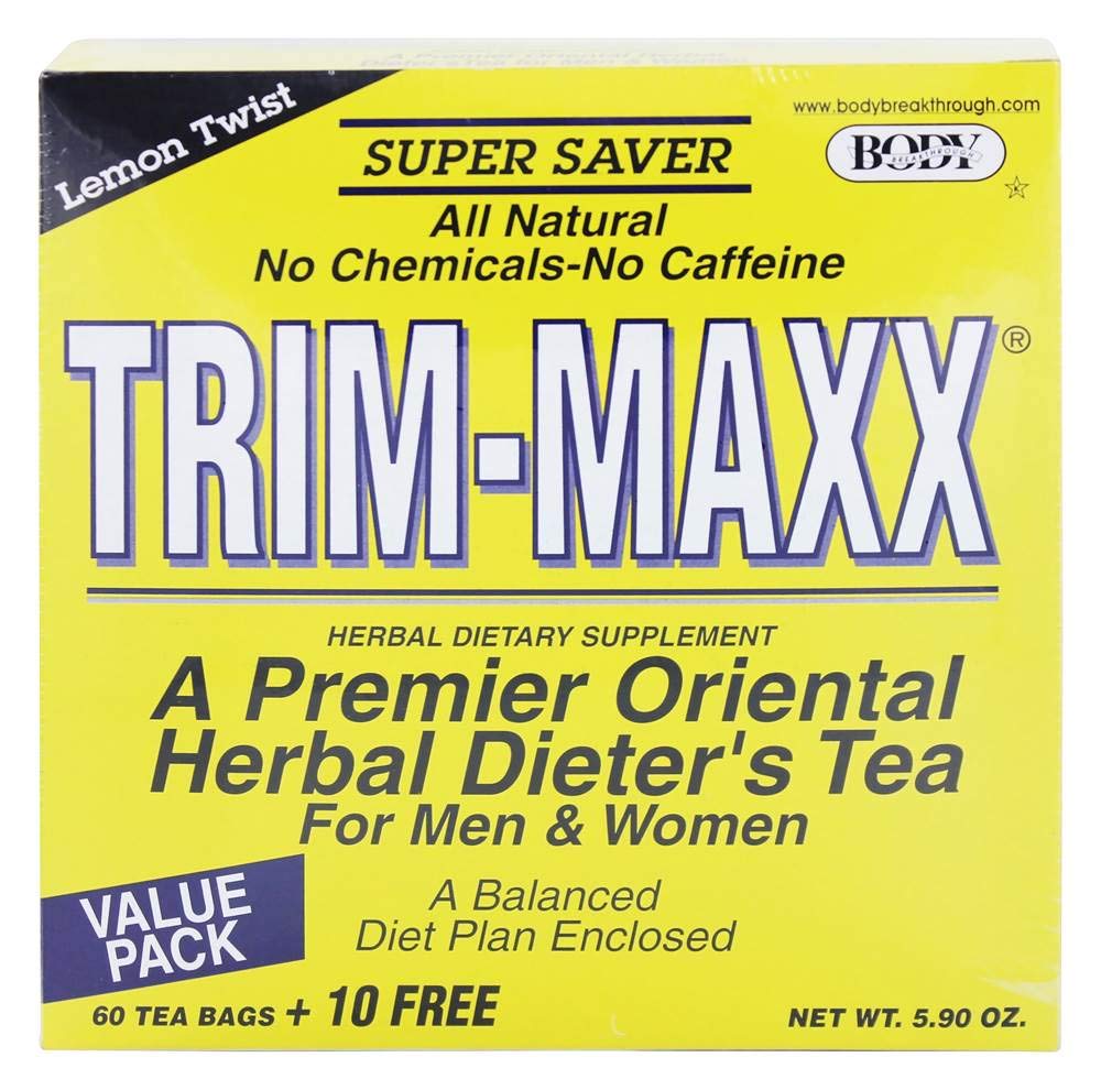 Body Breakthrough Diet Trim-Maxx Tea Lemon tea bags ready for a caffeine-free routine.