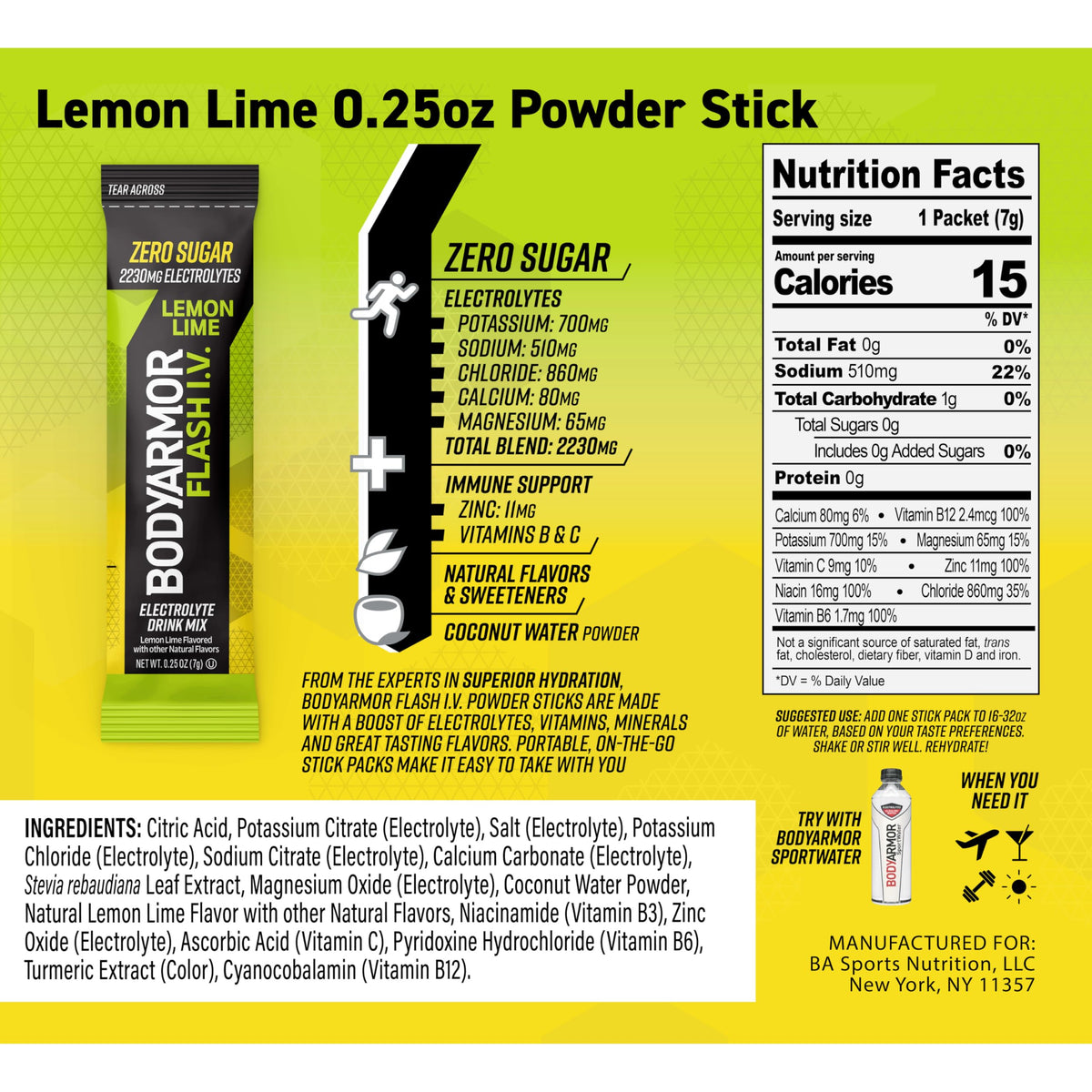 Zero sugar and only 15 calories per stick offer a lighter option.