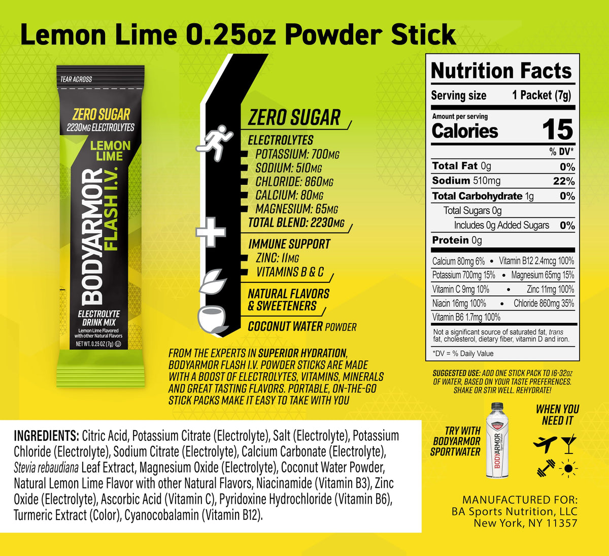 BODYARMOR FLASH I.V. variety pack shows three flavors for versatile hydration.