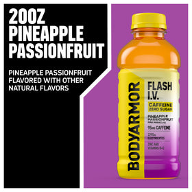 BODYARMOR Flash I.V. zero sugar label highlights clean ingredients with no artificial additives