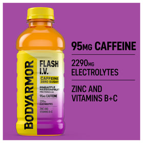 BODYARMOR Flash I.V. zero sugar pack emphasizes caffeine-powered refreshment for athletes