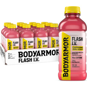 BODYARMOR Flash IV Zero Sugar Watermelon Punch bottle front for post-workout hydration