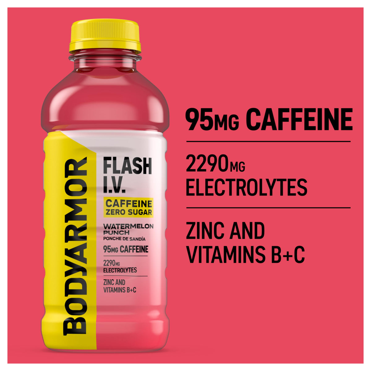 BODYARMOR Flash IV Zero Sugar Watermelon Punch 12-bottle pack ready for workouts
