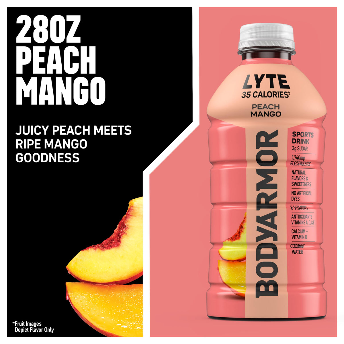 BODYARMOR Lyte coconut water boost highlights natural electrolytes for workouts.
