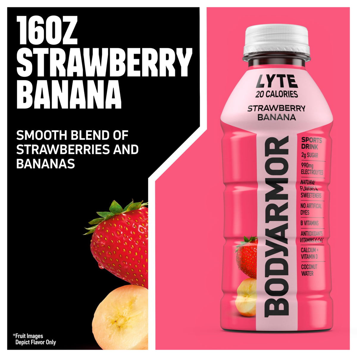 BODYARMOR Lyte coconut water clarity bottle highlights natural electrolytes.