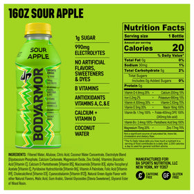 BODYARMOR LYTE Sour Apple pack of 12 bottles for on the go hydration