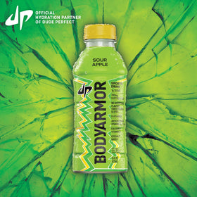 BODYARMOR LYTE Sour Apple pour into glass for quick rehydration