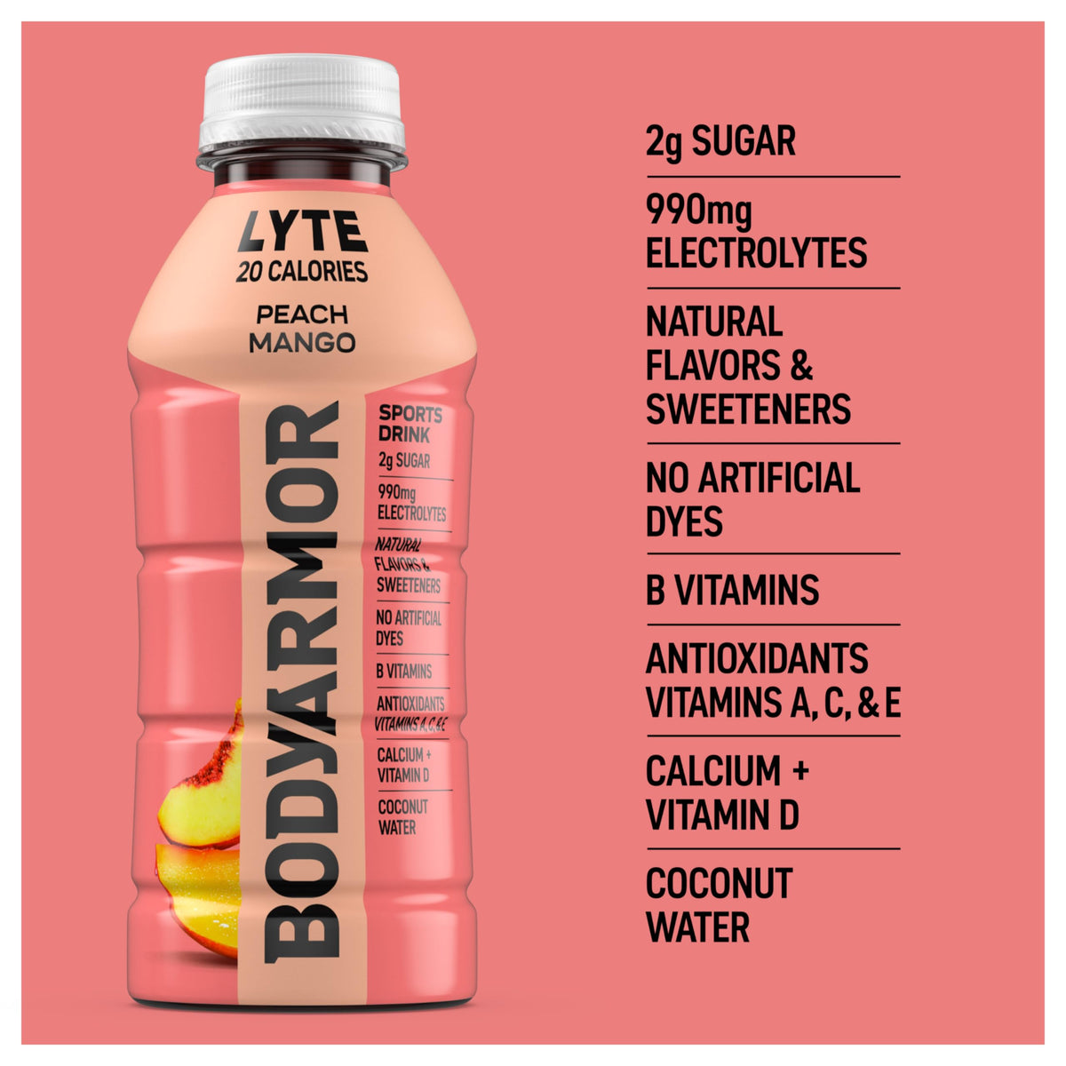 No added sugar or artificial colors claimed on BODYARMOR Lyte