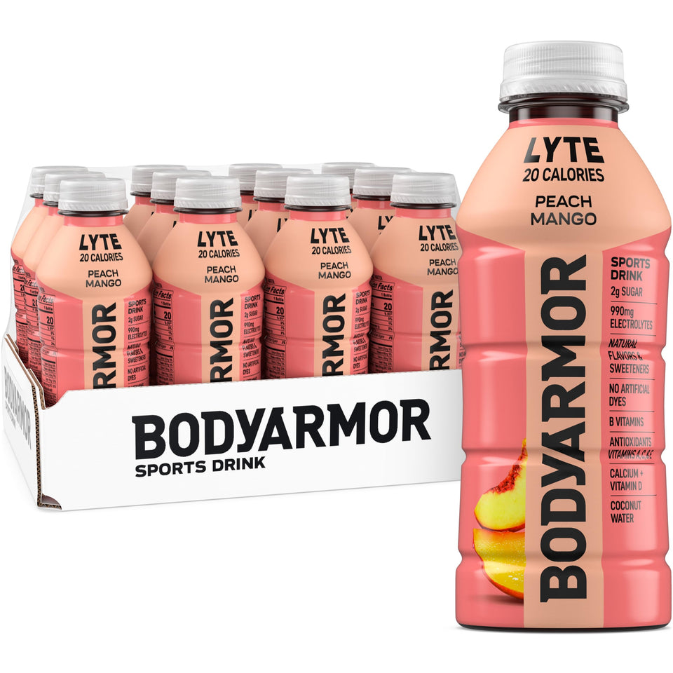 BODYARMOR Lyte Peach Mango bottle for on-the-go hydration and flavor