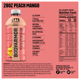 BODYARMOR Lyte Peach Mango pour shows ready-to-drink convenience for active days.